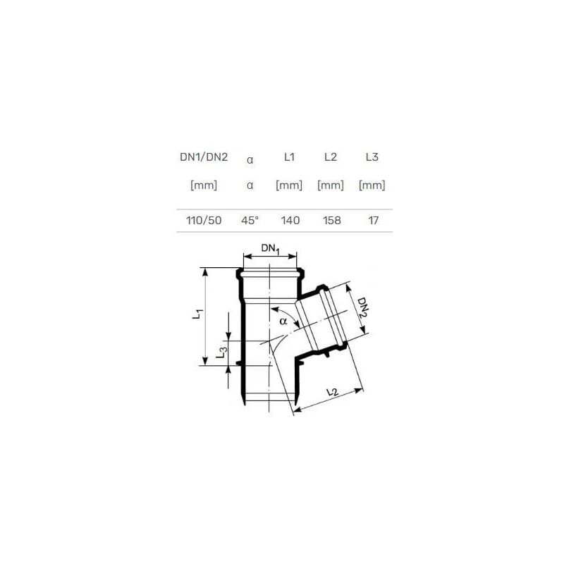 Trejgabals iekšējais D110-50x45 PP Ultra dB ,Magnaplast,