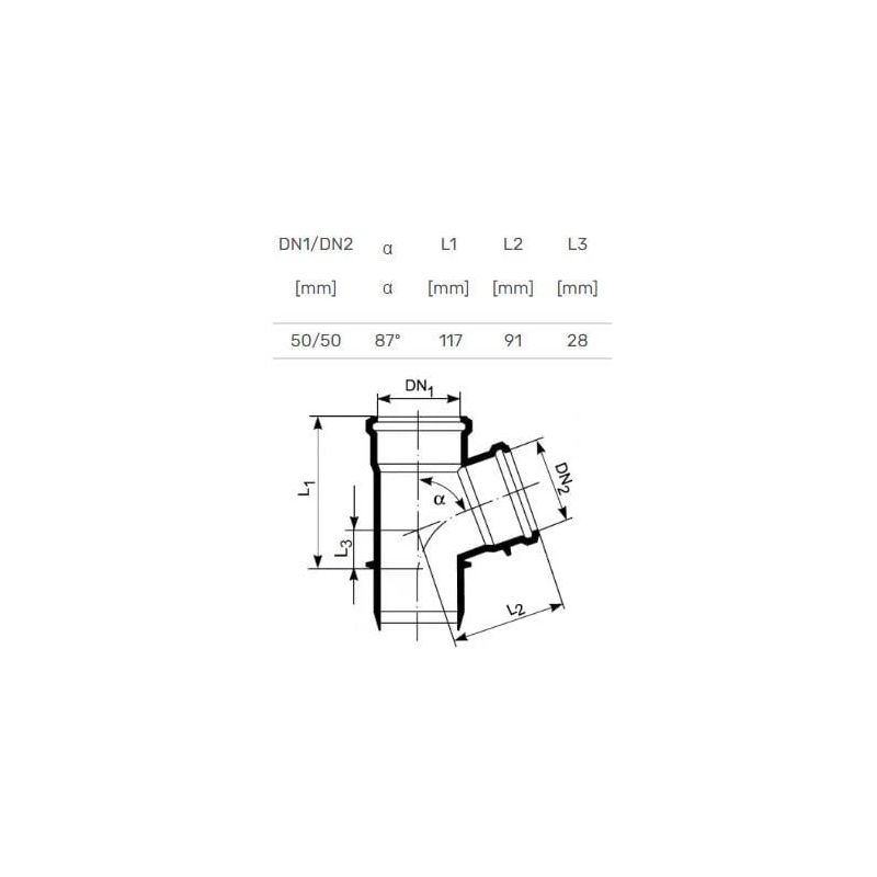Trejgabals iekšējais D50-50x87 PP Ultra dB ,Magnaplast,