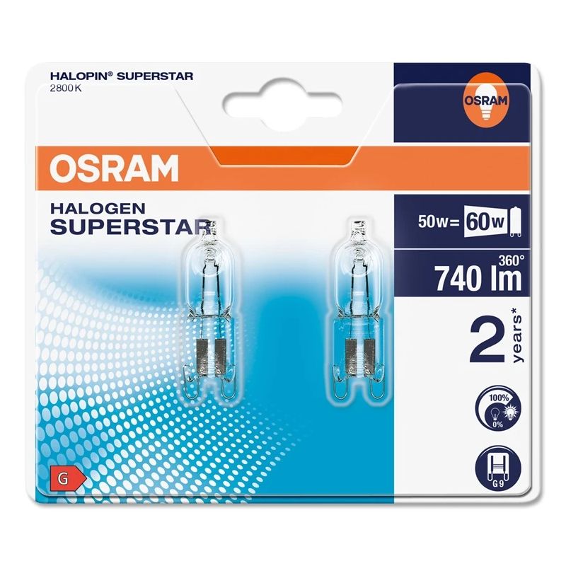 Spuldze Osram Halogēnā spuldze. G9. 2800 °K. G9. 50 W 740 lm