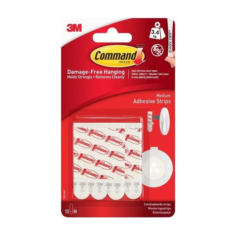 Līmlente āķiem 3M 17021NEWUKN, balta krās.