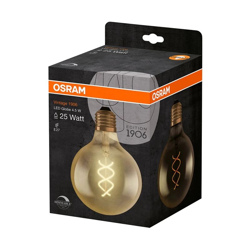 Spuldze LED Osram 1906 Globe 4.5W. E27. 2000K dim
