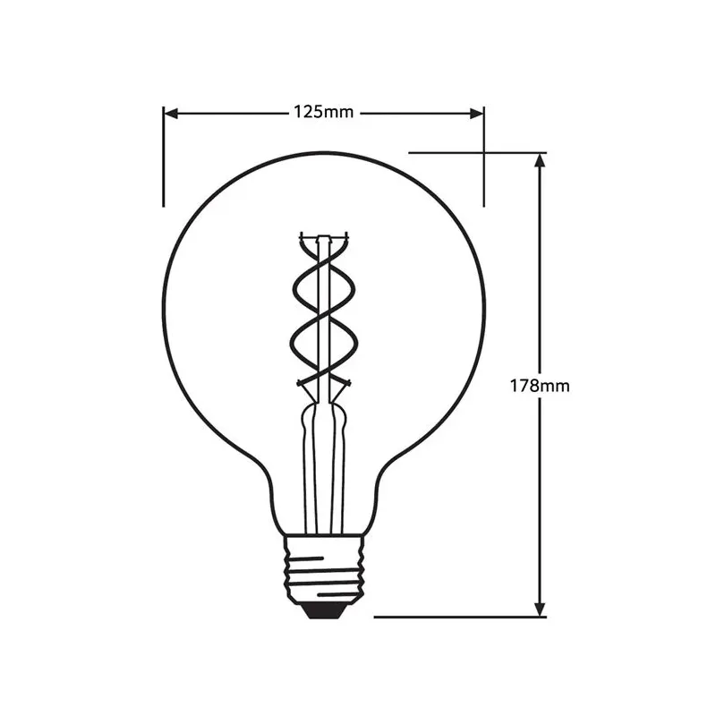 Lemputė Osram Dekoratyvinė LED, G125, 2000 °K, E27, 4.5 W, 300 lm