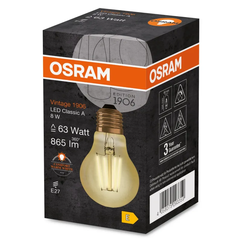 Spuldze Osram LED, A60, silti balta krās., E27, 8 W, 865 lm
