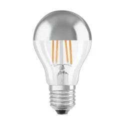 LED spuldze A60 E27, 6.5W, 650 lm, silti balta, sudraba