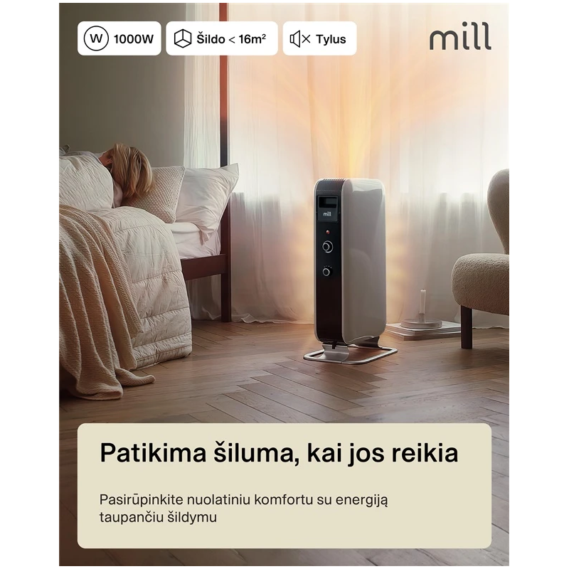 Eļļas radiators ab-h1000mec 1kw mill