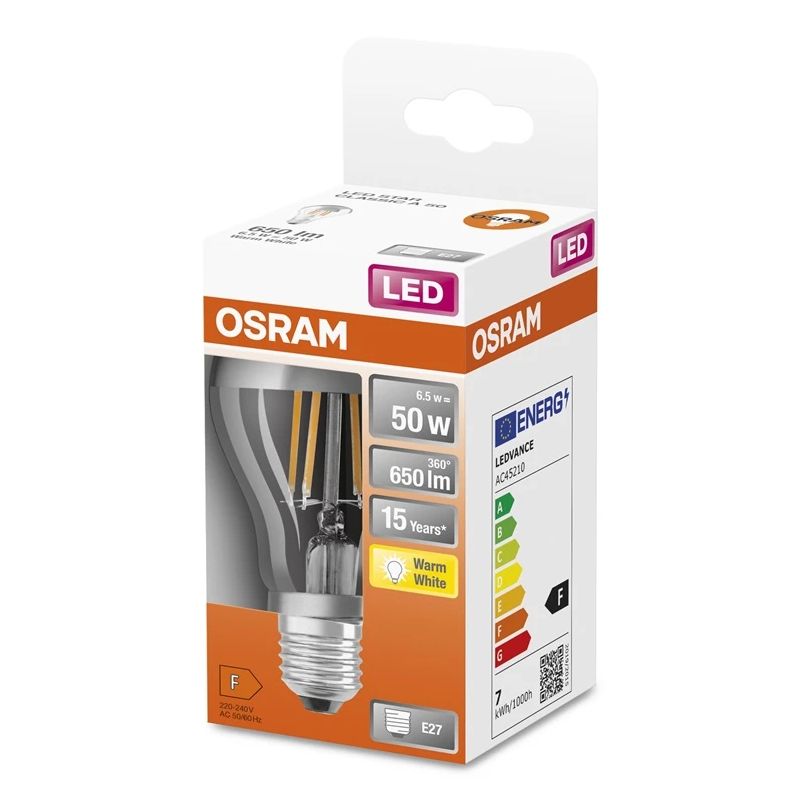 LED spuldze A60 E27, 6.5W, 650 lm, silti balta, sudraba