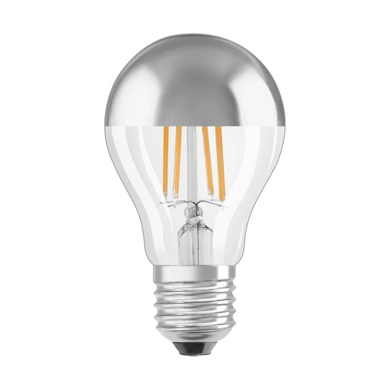LED spuldze A60 E27, 6.5W, 650 lm, silti balta, sudraba