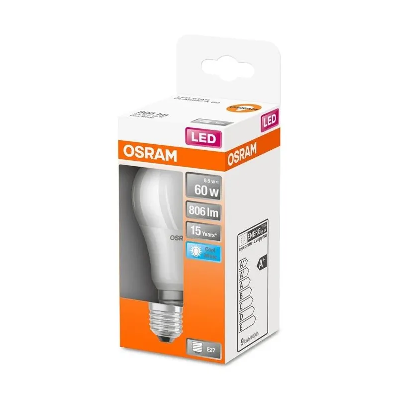 Spuldze Osram LED, A60, 4000 °K, E27, 8.5 W, 806 lm