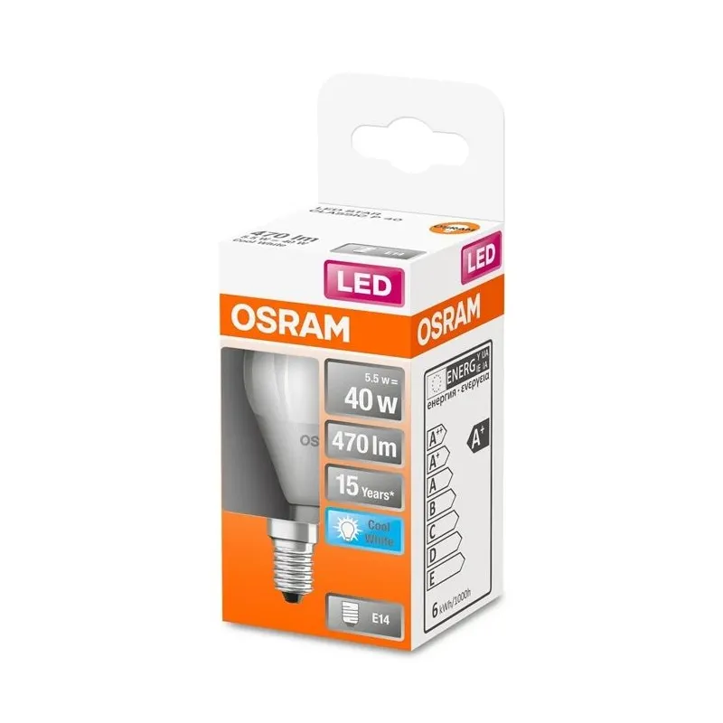 Lambipirn Osram LED, P45, 4000 °K, E14, 4.9 W, 470 lm