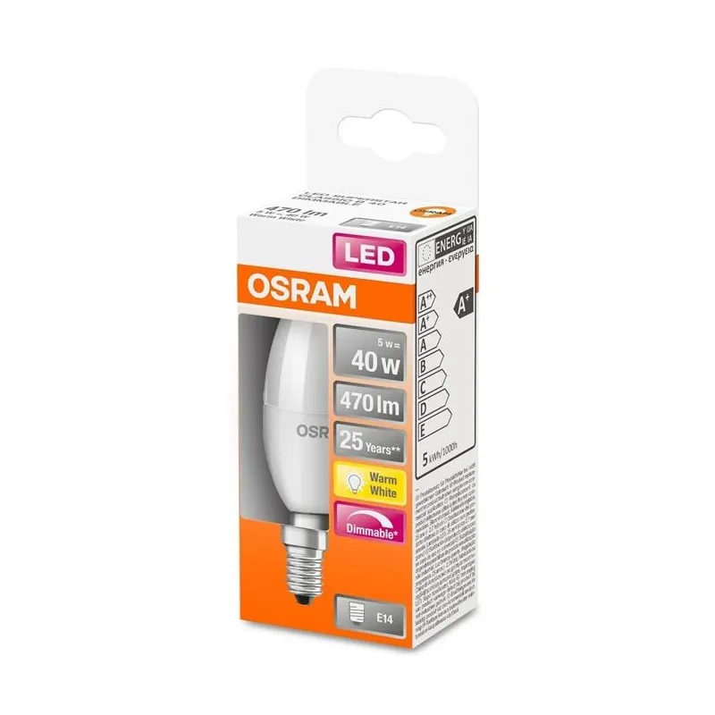 Lemputė Osram LED, B35, 2700 °K, E14, 5 W, 470 lm