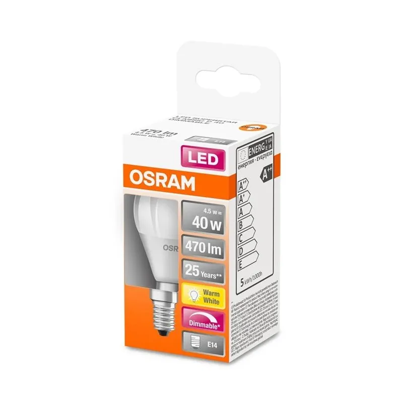 Spuldze Osram LED, P45, 2700 °K, E14, 4.5 W, 470 lm