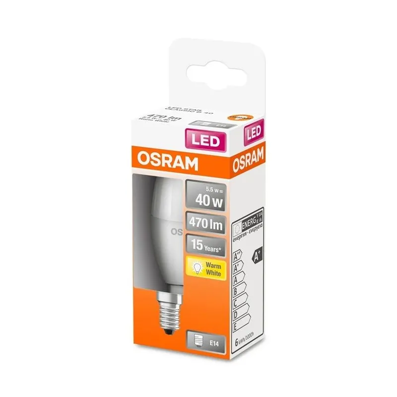 Ledsclb40 5.5w-827 230vfr e14 osram