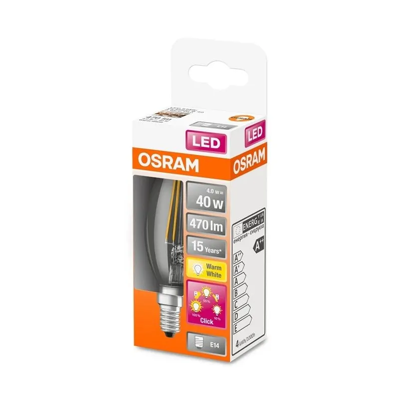 Spuldze Osram LED, B35, 2700 °K, E14, 4 W, 470 lm