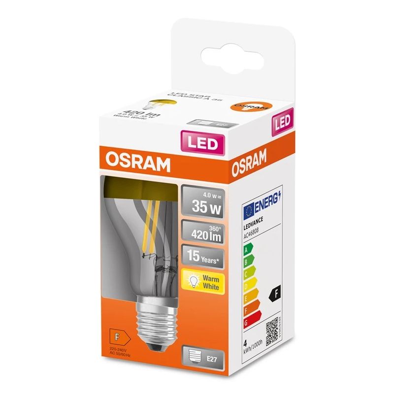 LED spuldze A60 E27 4W 827 420lm zelta