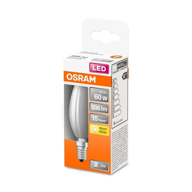 Spuldze Osram LED, B35, 2700 °K, E14, 6 W, 806 lm