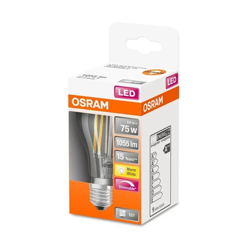 Ledscla75d 9w-827 230v fil e27 osram