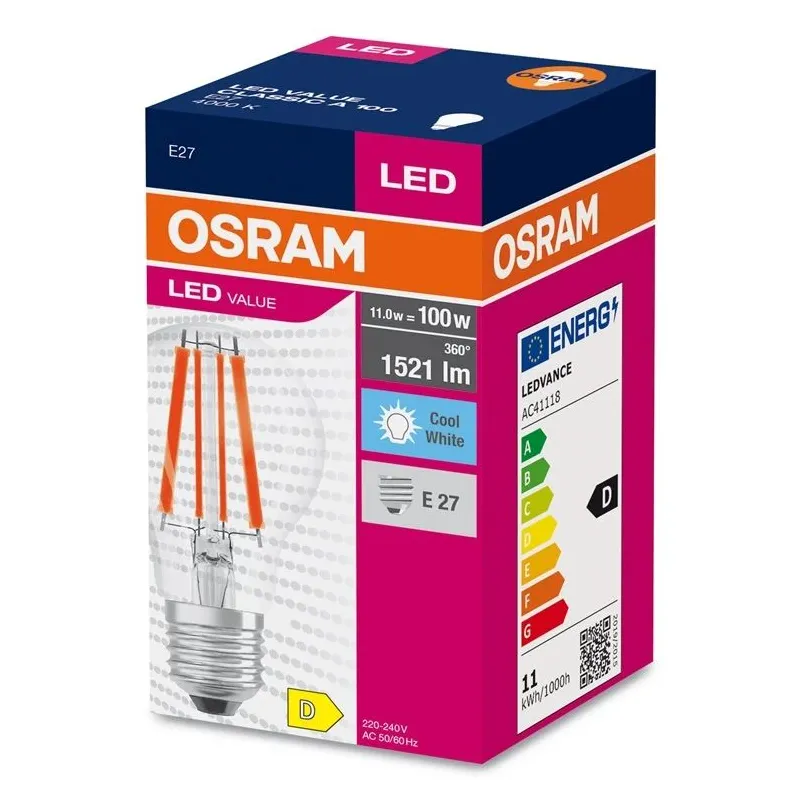 Spuldze Osram LED, A100, 4000 °K, E27, 11 W, 1521 lm