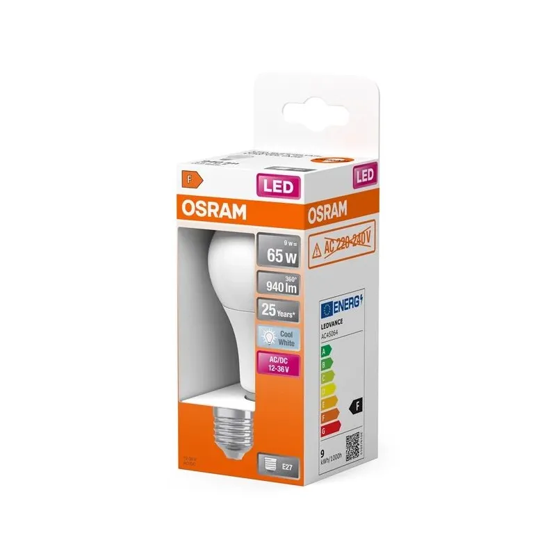 Bulb led e27 a65 9w 840 12-36v