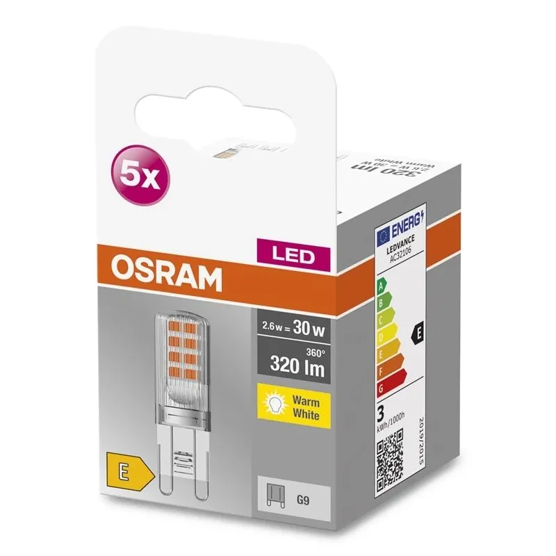 Lambipirn Osram LED, G9, 2700 °K, G9, 2.9 W, 320 lm, 5 tk