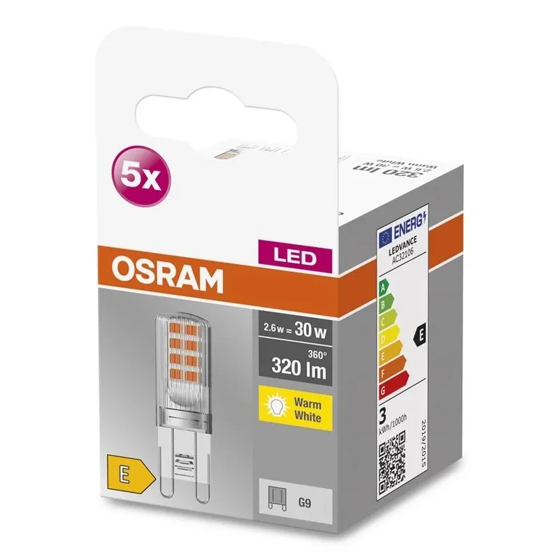 Lambipirn Osram LED, G9, 2700 °K, G9, 2.9 W, 320 lm, 5 tk
