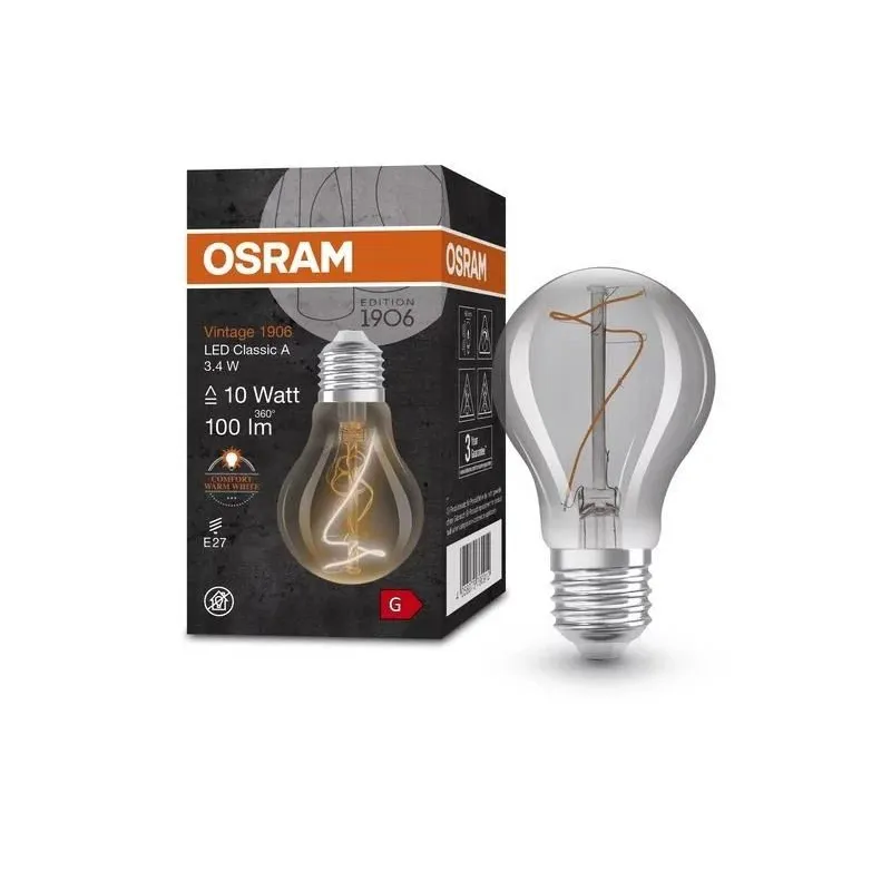 Spuldze Osram Vintage Smoke LED, A60, 1800 °K, E27, 3.4 W, 100 lm