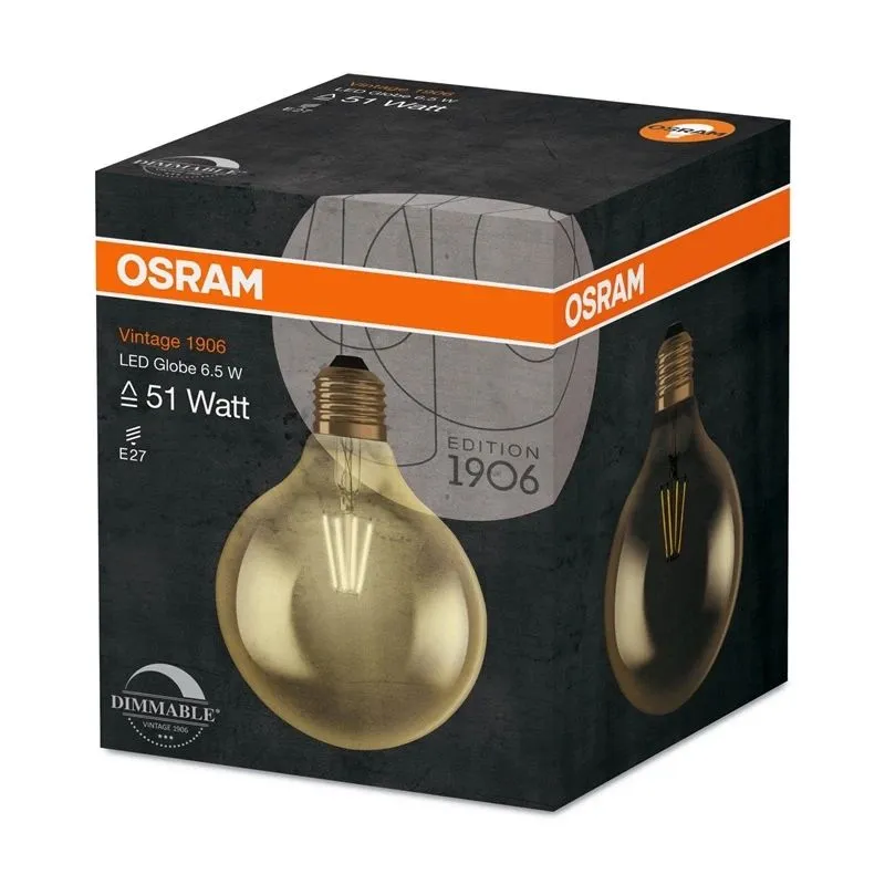 Lambipirn Osram LED, G125, 2500 °K, E27, 7.5 W, 725 lm