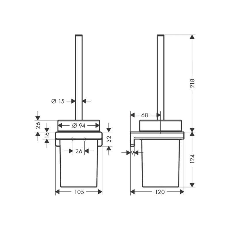 Tualetes birste Hansgrohe AddStoris. balta-hroma