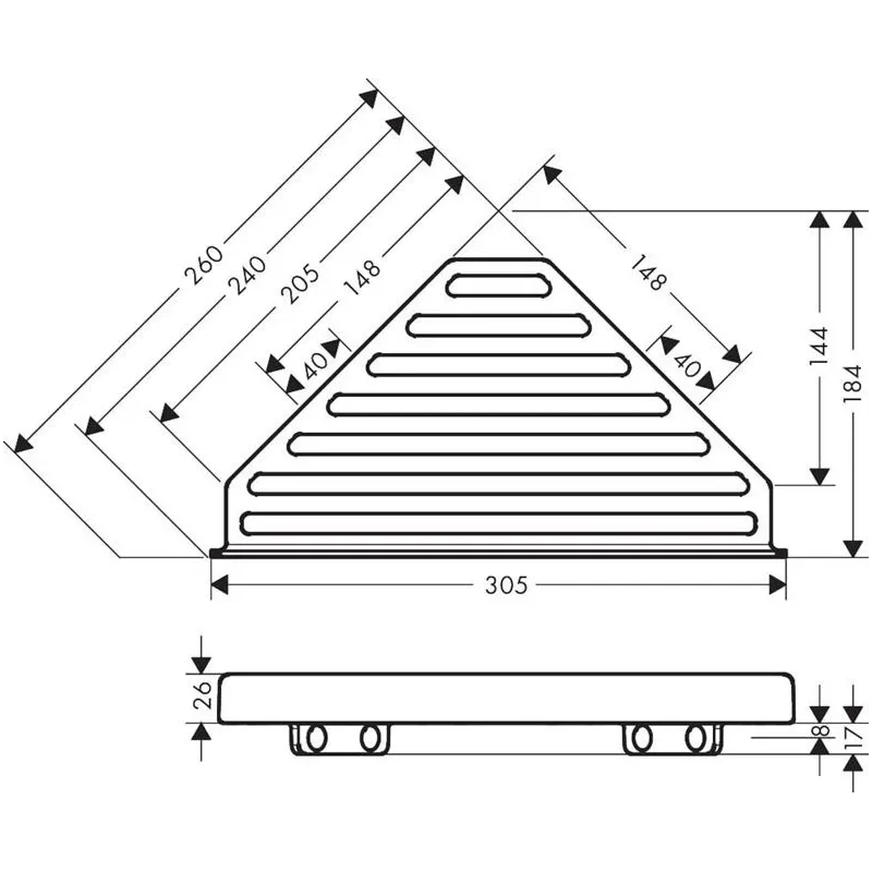 Dušas plaukts Hansgrohe, 15 cm x 2.5 cm x 30.4 cm, hroma