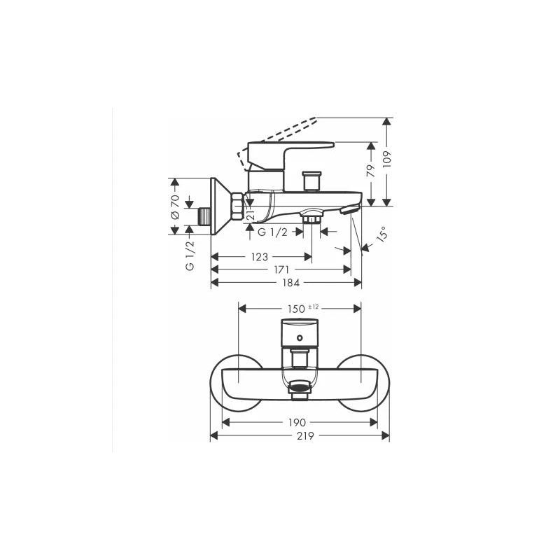 Vannas jaucējkrāns Hansgrohe Vernis Blend 71440000. hroma