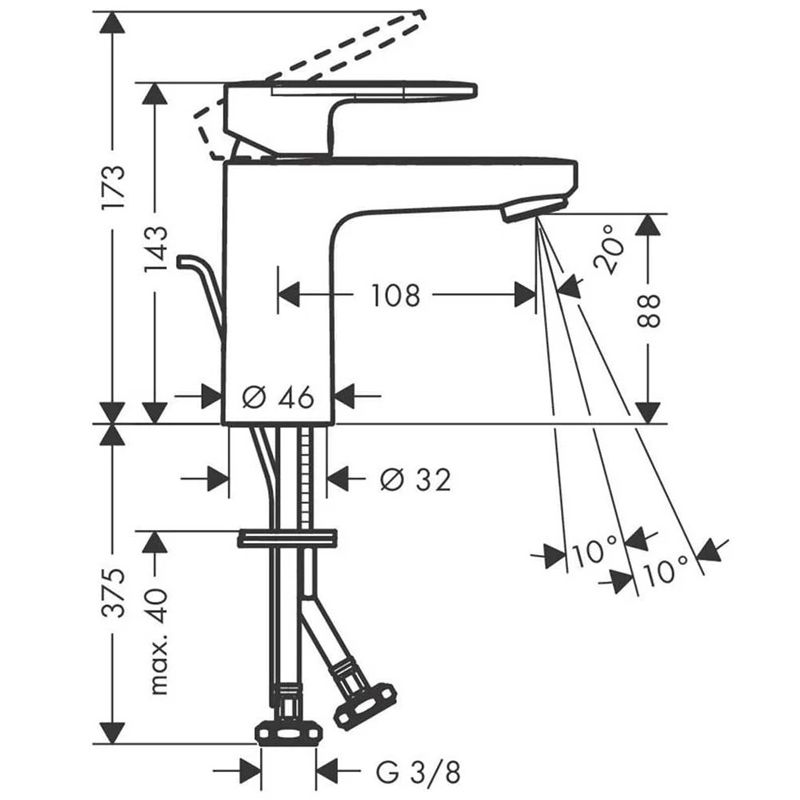 Izlietņu jaucējkrāns Hansgrohe Vernis Shape 71561670. melna