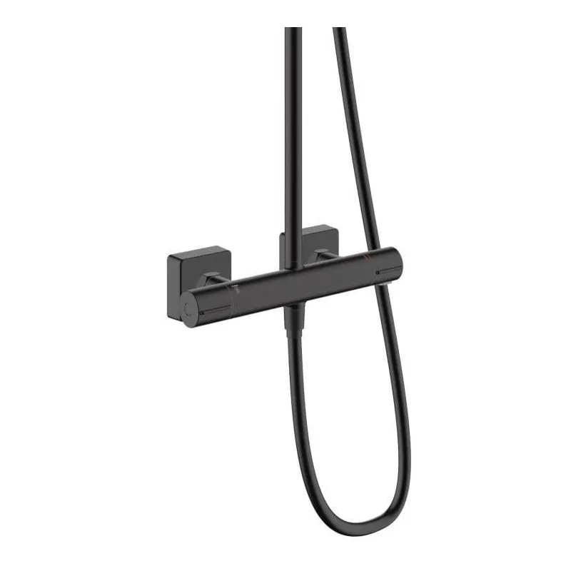 Dušas komplekts ar termostata jaucējkrānu Hansgrohe Vernis Shape, melna krās.