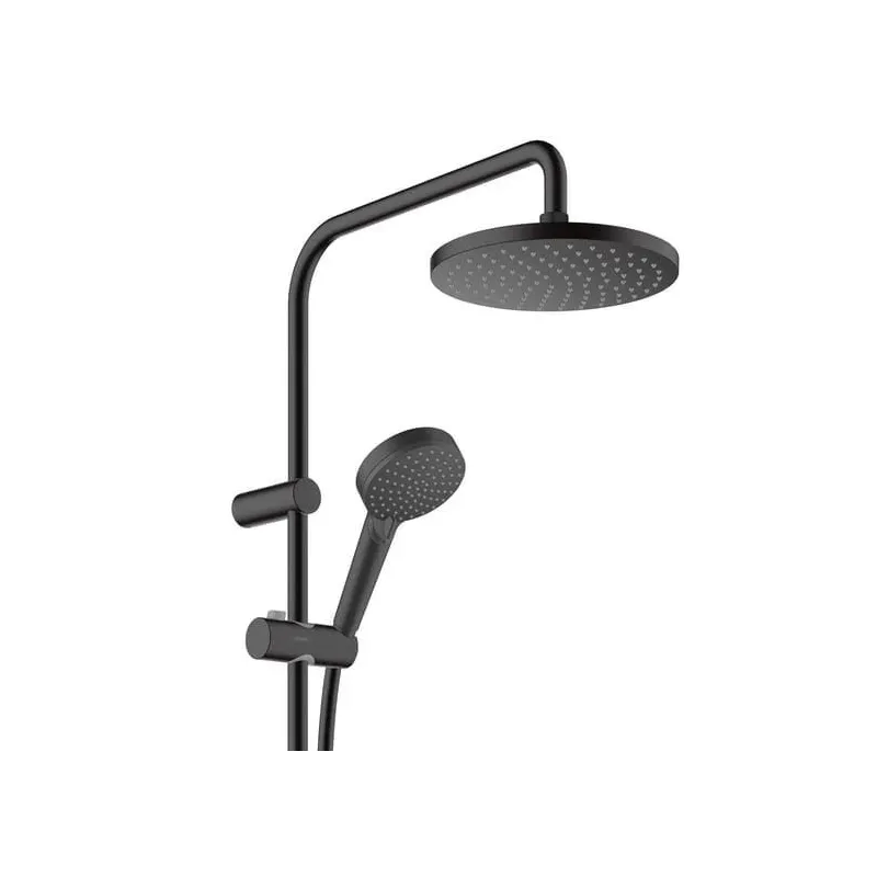 Dušas komplekts ar termostata jaucējkrānu Hansgrohe Vernis Blend 200 I, melna krās.