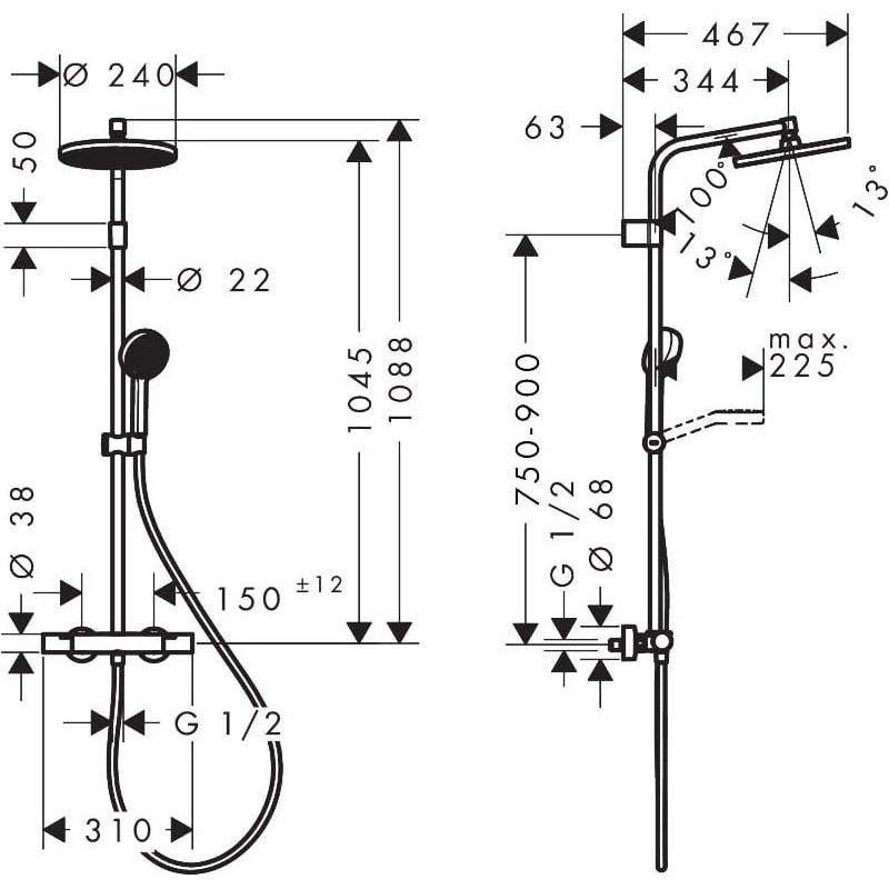 Dušas komplekts activera s hg ecosmart chromas