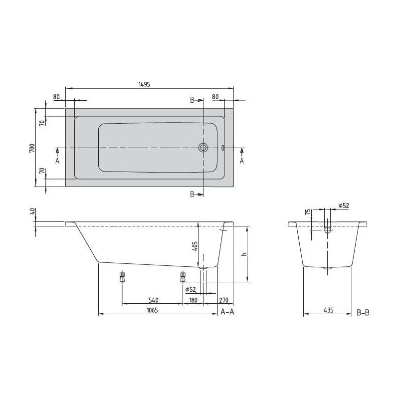Akrila vanna villeroyboch targa 1.5x0.7m