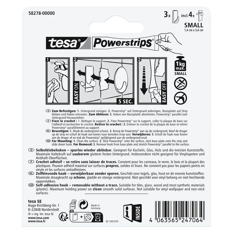 Drabužių kabliukas Tesa Tesa, juoda sp.