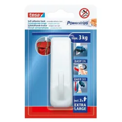 Drabužių kabliukas Tesa Powerstrips 58620, 9.4 cm x 3 cm, balta sp.