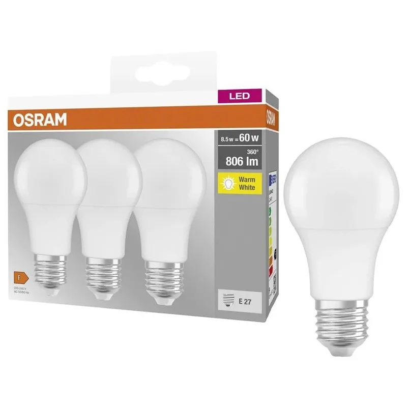 Lemputė Osram LED. A60. 2700 °K. E27. 8.5 W. 806 lm