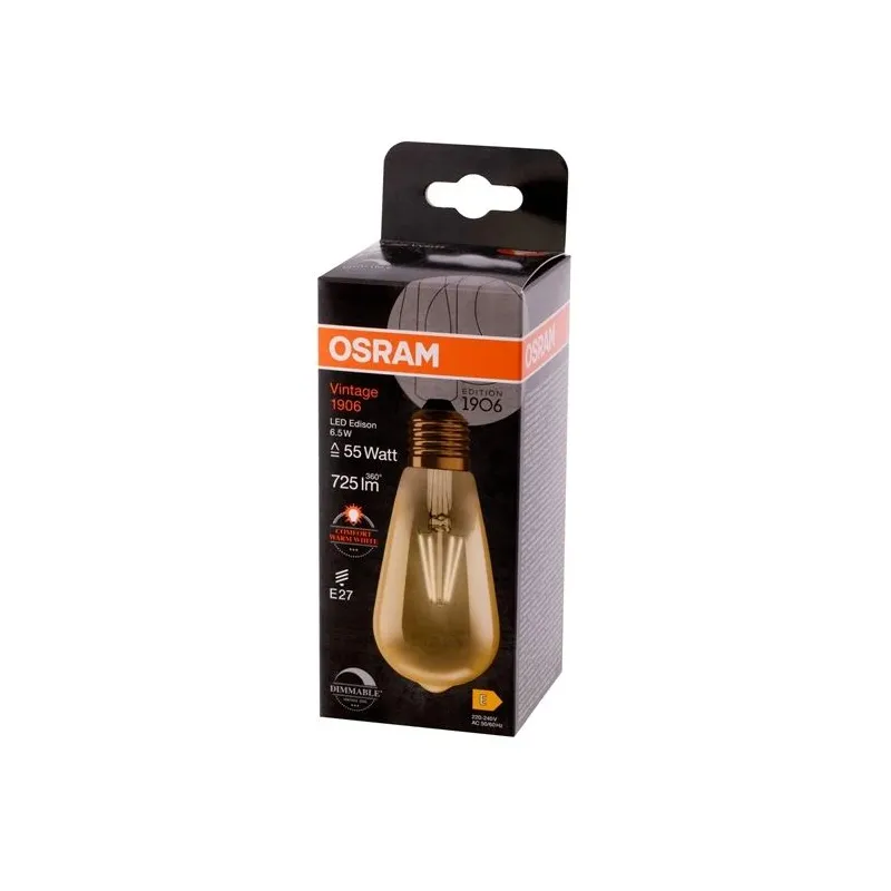 Lemputė osram led edison. e27. 6.5w. 725lm. 2400k. dim