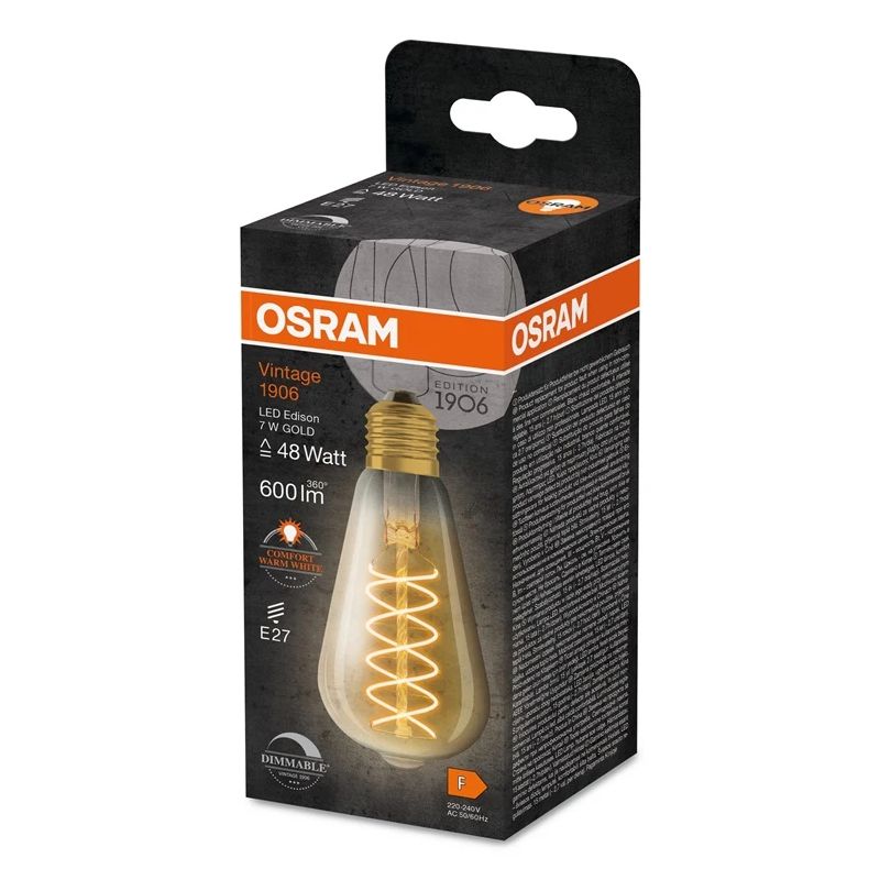 Spuldze Osram LED. ST64. 2200 °K. E27. 7 W. 600 lm