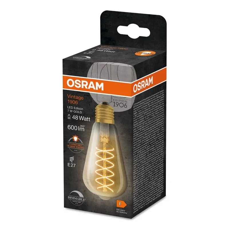 Lemputė Osram LED, ST64, 2200 °K, E27, 7 W, 600 lm