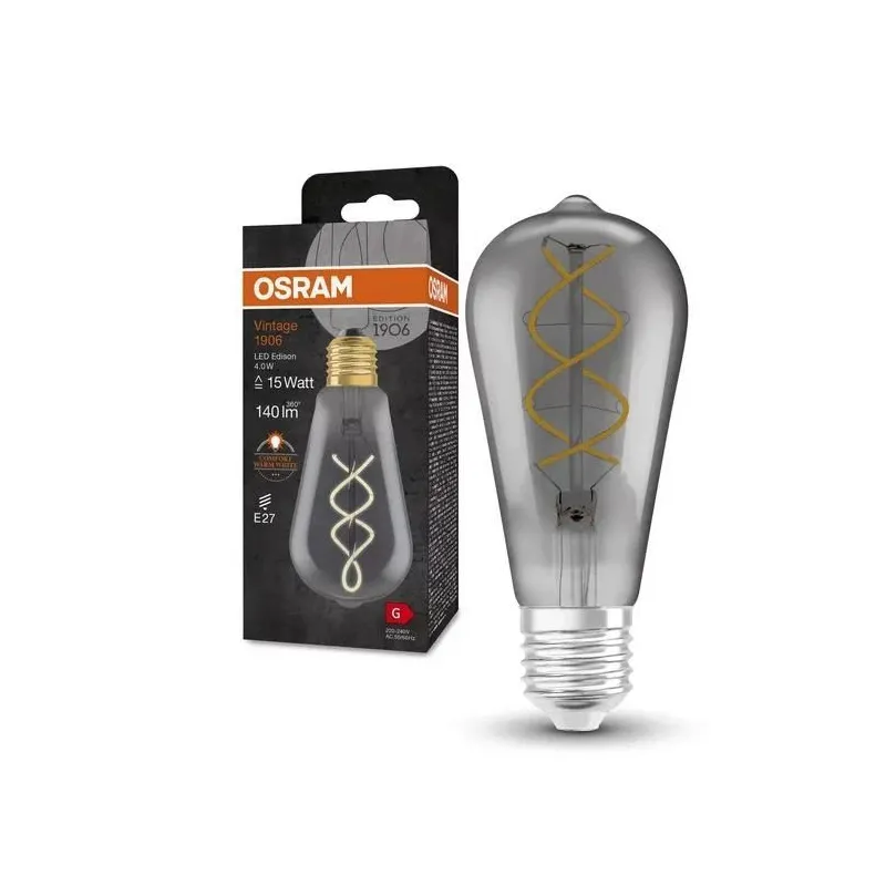 Lemputė Osram Vintage Smoke LED, 1800 °K, E27, 4 W, 140 lm