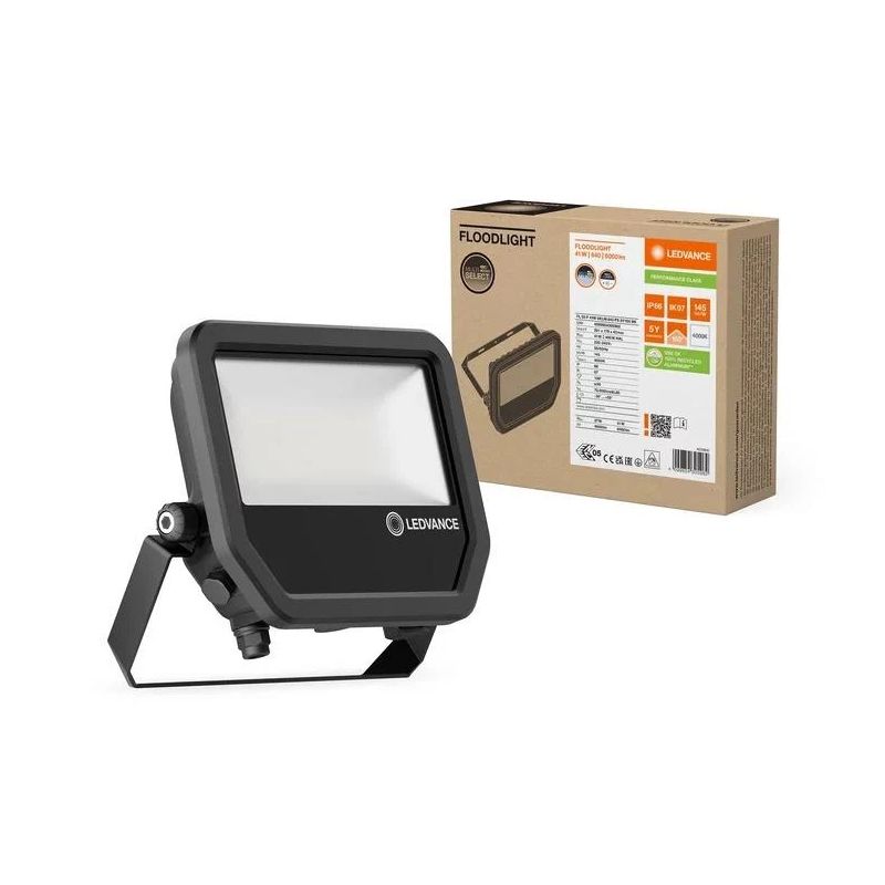 Prožektors Ledvance. 4000 - 6000 lm. 4000 °K. IP66. melna