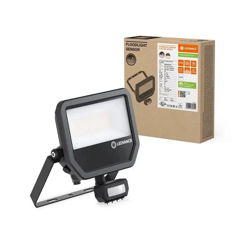 Prožektors Ledvance. 4000 - 6000 lm. 4000 °K. IP65. melna