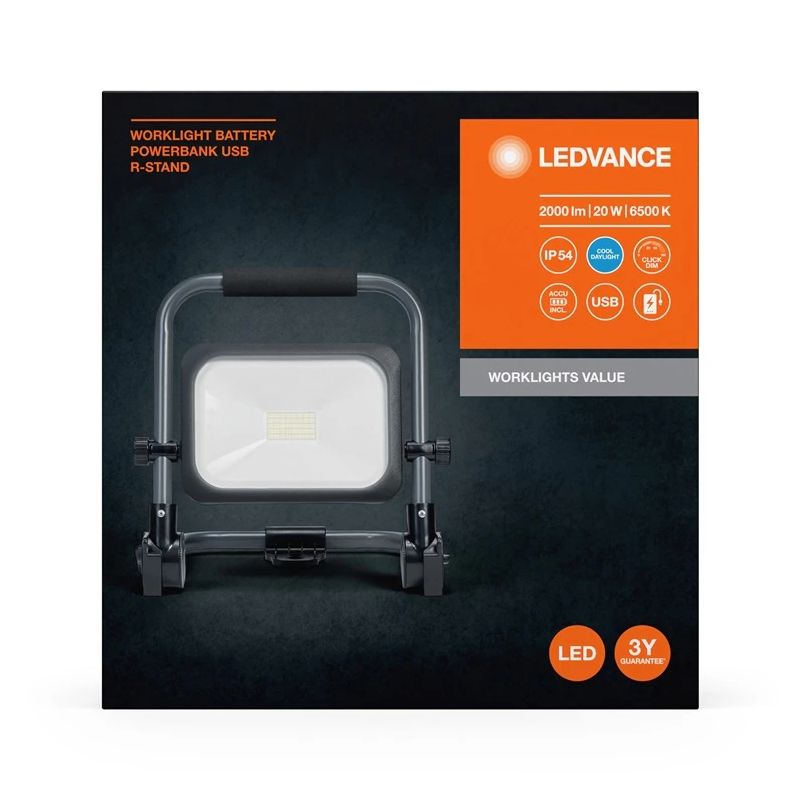 Prožektors 20 W. 6500 °K. IP54. melna