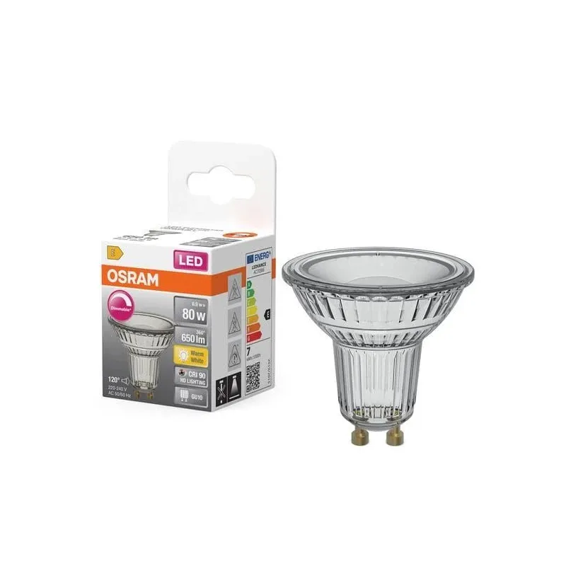 Spuldze Osram LED, PAR16, 2700 °K, GU10, 6.9 W, 650 lm
