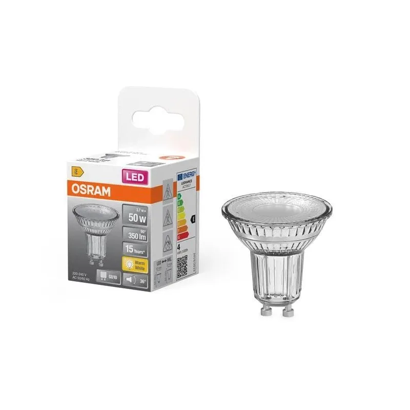 Spuldze Osram LED, PAR16, 2700 °K, GU10, 3.7 W, 350 lm