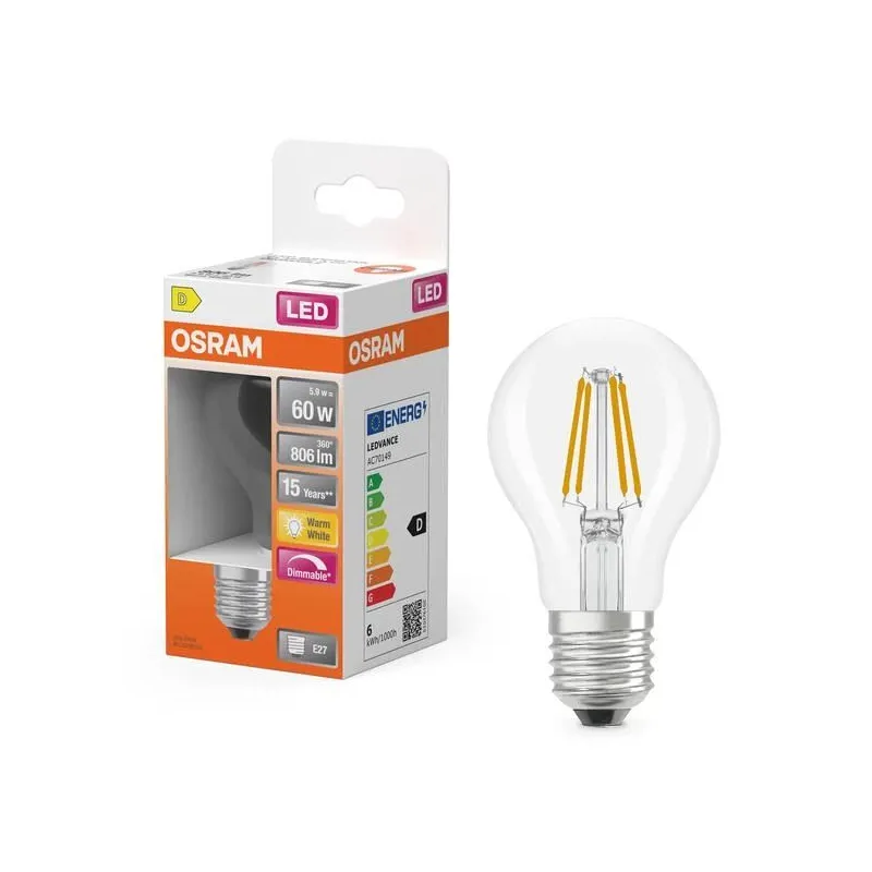 Spuldze Osram LED, A60, 2700 °K, E27, 5.9 W, 806 lm