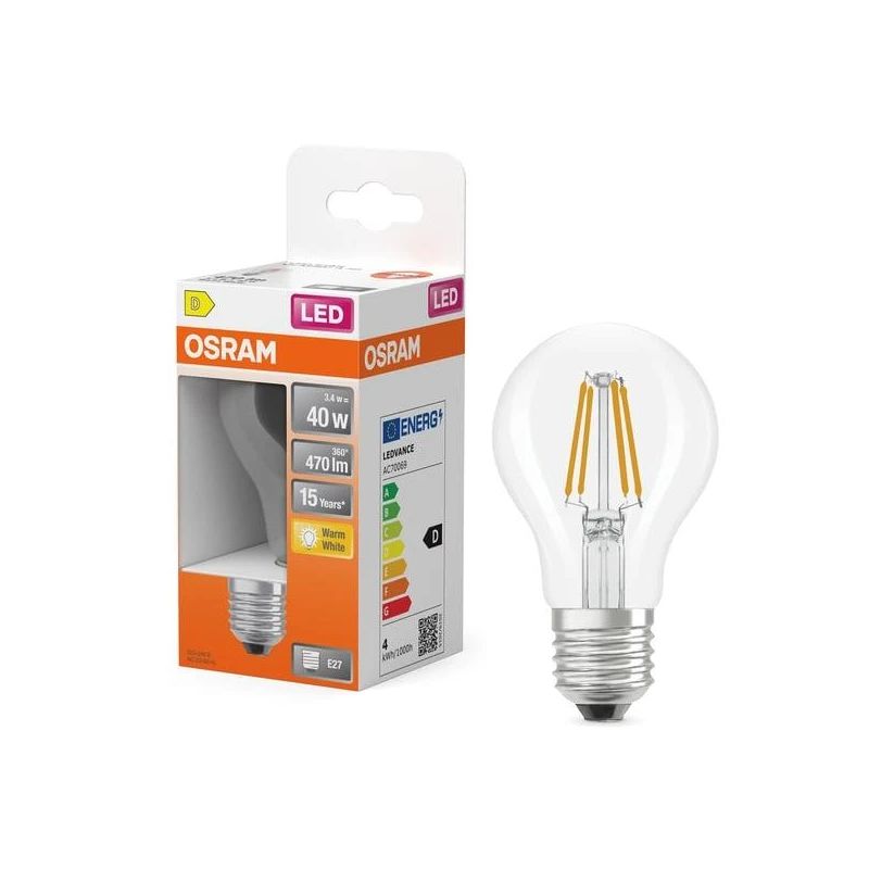 Spuldze led fil a60 3.4w e27 2700k 470lm