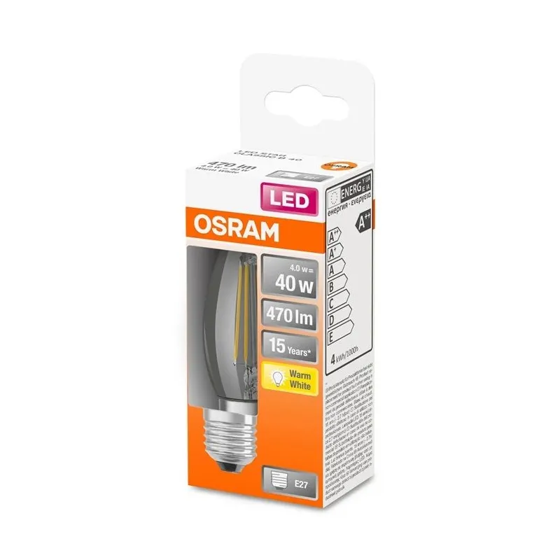 Spuldze Osram LED, B35, 2700 °K, E27, 3.4 - 4 W, 470 lm