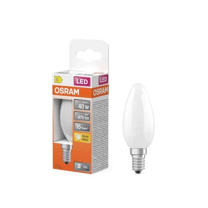 Spuldze Osram LED, B35, 2700 °K, E14, 3.4 W, 470 lm